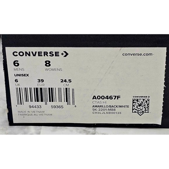 Converse CTAS Hi Amarillo Back White Women's Shoes Size 8 - Picture 10 of 10